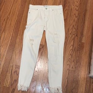 Off white distressed free people jeans